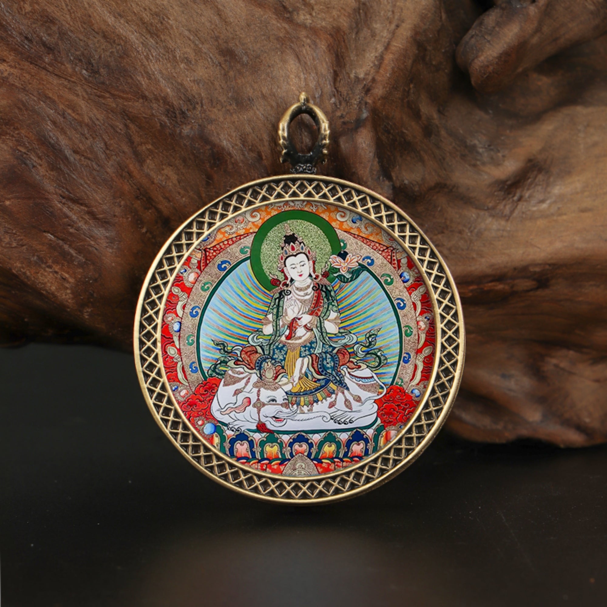 Tibetan Buddhist Circular Thangka Necklace