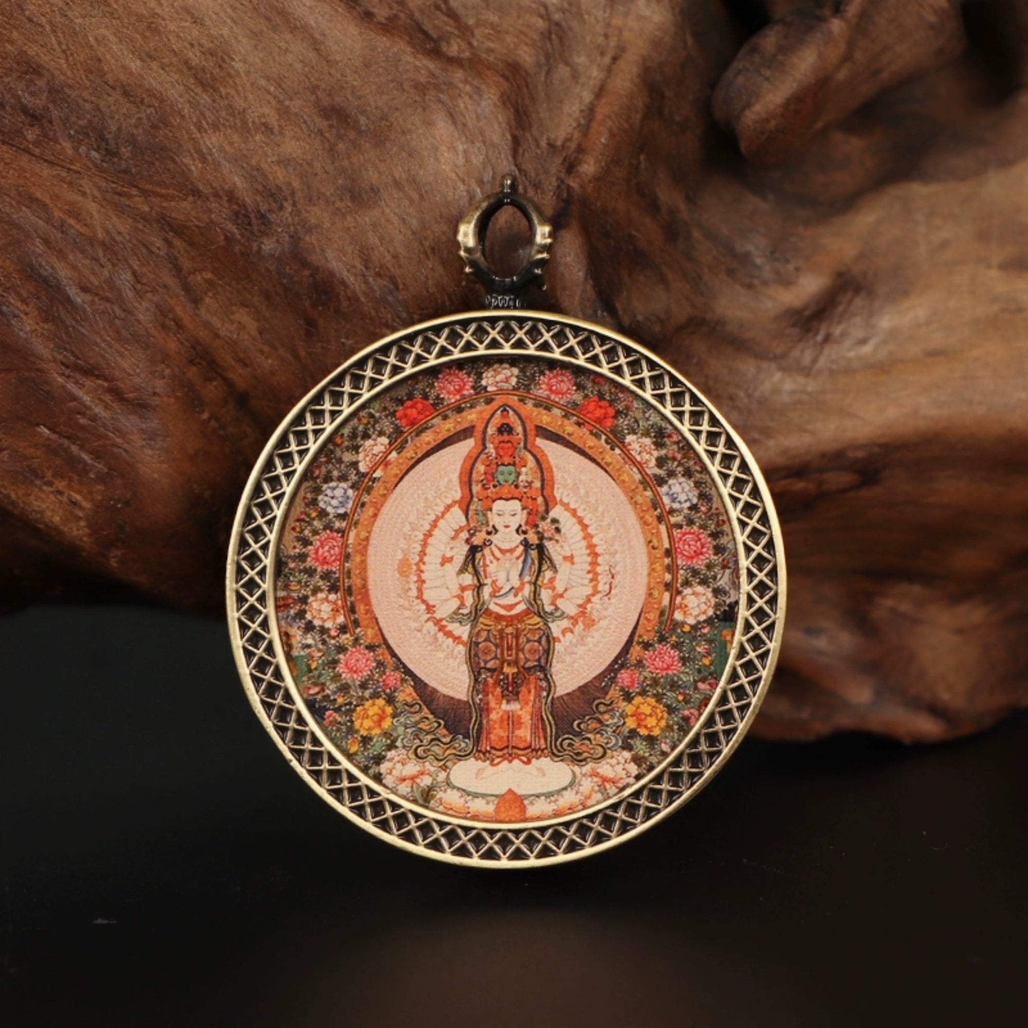 Tibetan Buddhist Circular Thangka Necklace