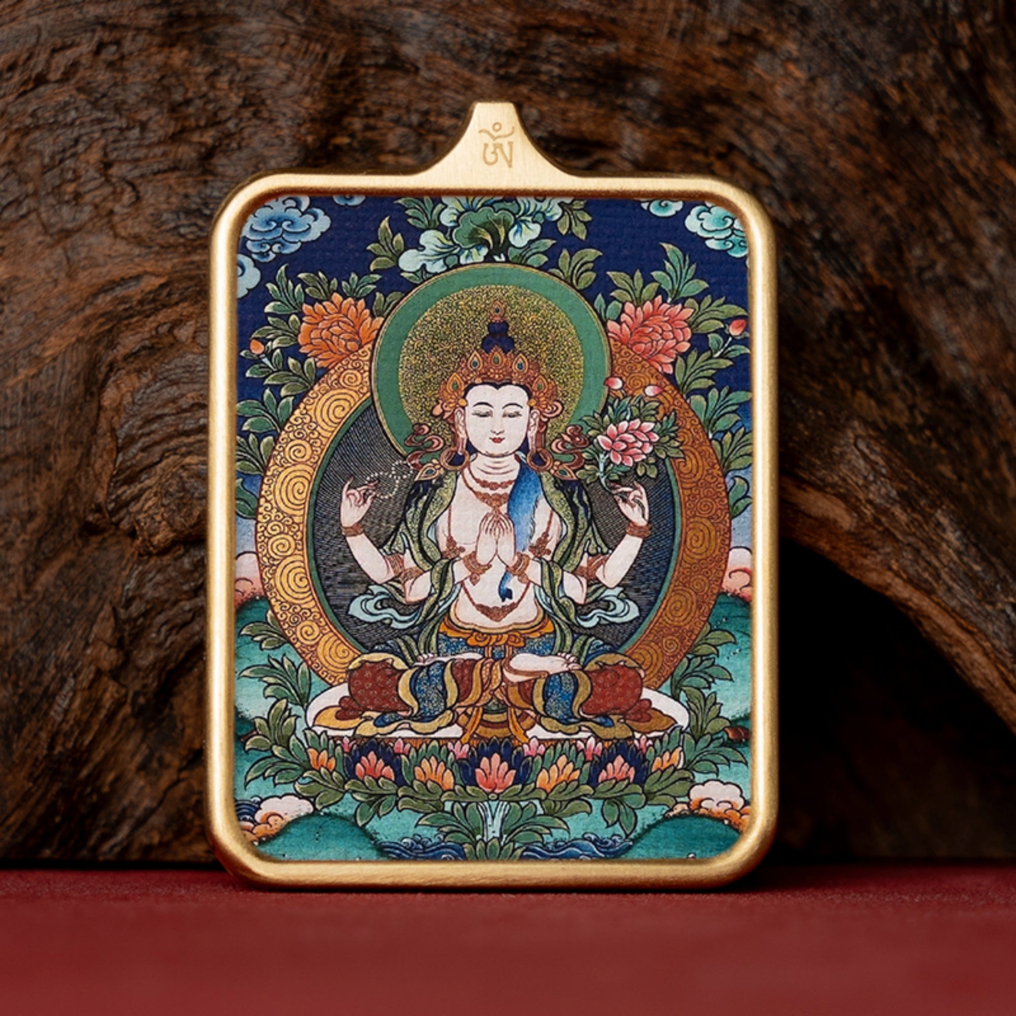 Tibetan Hand-Painted Thangka Pendant Necklace