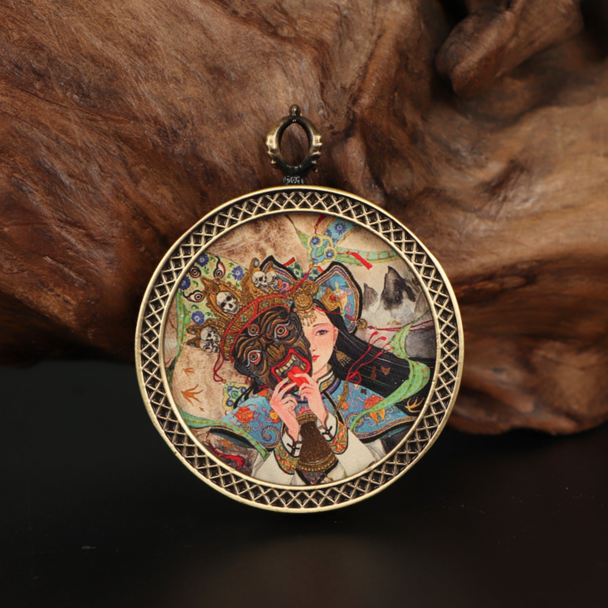 Tibetan Buddhist Circular Thangka Necklace